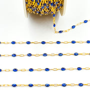 14k Gold Filled Blue Color Enamel Satellite Cable Chain